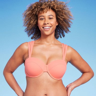 Women's Light Lift Shoulder Cap Straps Bikini Top - Shade & Shore Coral Shade & ShoreBullseye Deals