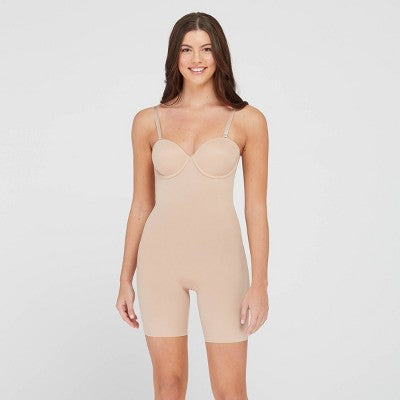 New - ASSETS BY SPANX Women's Flawless Finish Strapless Cupped Midthigh Bodysuit ASSETS by SPANXBullseye Deals
