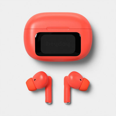 Open Box - True Wireless Active Noise Cancelling Earbuds with Screen Poppy - heyday™
