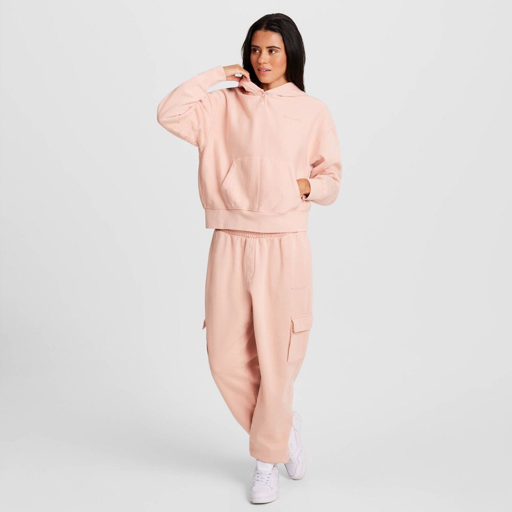 New - Champion Women's Vintage Wash Fleece Hooded Sweatshirt - Pink M