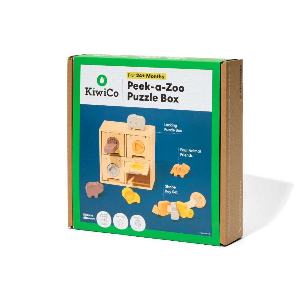 New - KiwiCo Activity Play Center 24m+ - Peek-a-Zoo Puzzle Box 10pc