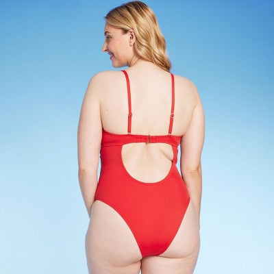 Women's Twist Detail Underwire Extra Cheeky High Leg One Piece Swimsuit - Shade & Shore Shade & ShoreBullseye Deals