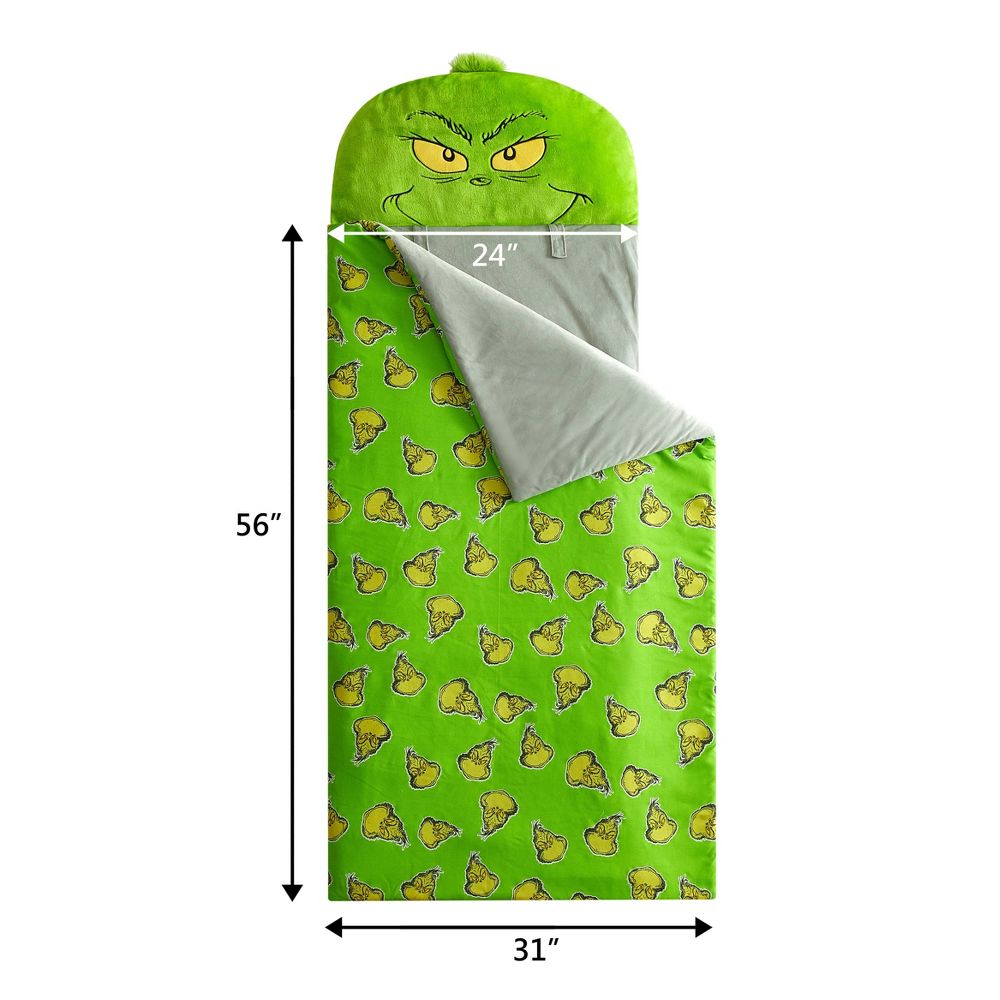 Open Box - The Grinch Kids' Glow in the Dark Sleeping Bag Green