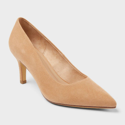 New - Women's Cindy Mid High Heels Pump with Memory Foam Insole - A New Day™ Tan 6
