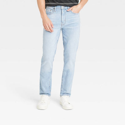 New - Men's Slim Fit Jeans - Goodfellow & Co™ Light Blue Denim 34x30: Heavyweight Twill, Stretch, Mid Rise