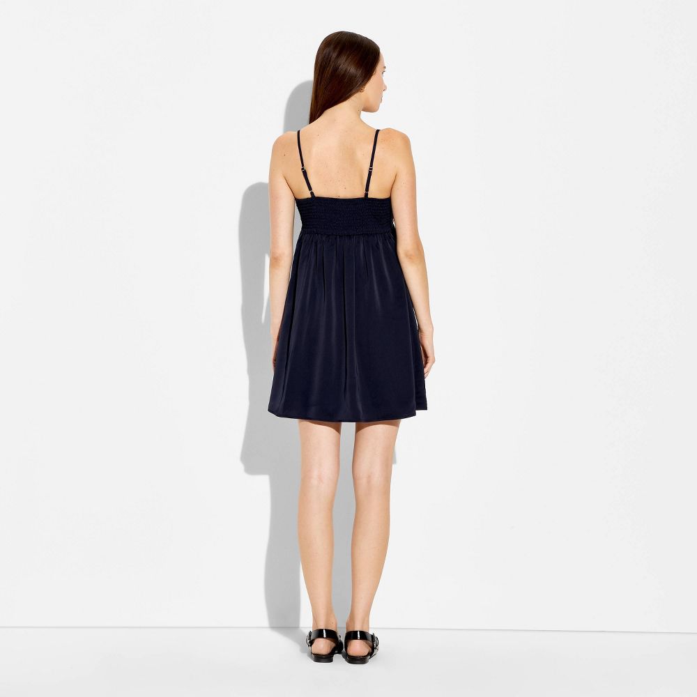 New - Women's Embellished Mini Babydoll Dress - Wild Fable™ Navy Blue XS