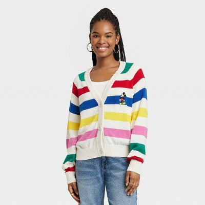 Mickey Mouse Women's Button Down Jacquard Knit Disney Cardigan Design DisneyBullseye Deals