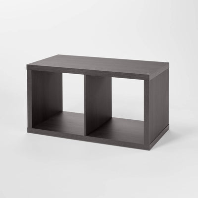 New - 13'' 2 Cube Organizer Black Oak - Brightroom™: MDF Bookshelf with Anti-Tip Hardware, 13" Cubby Storage System