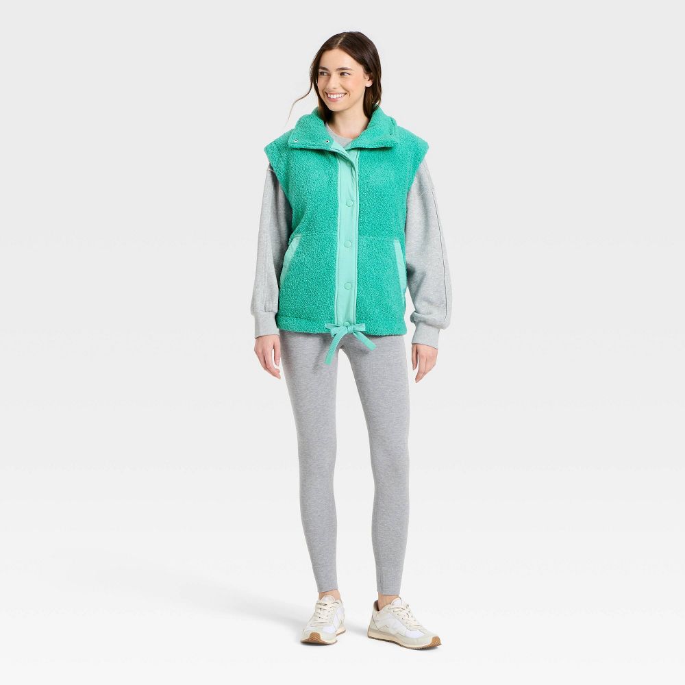 New - Women's High Pile Vest - JoyLab™ Turqouise Green XL