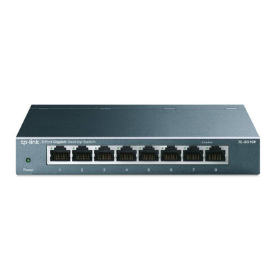 New - TP-Link TL-SG608 8-Port Gigabit Desktop Switch: Steel Gray, RJ-45, Wi-Fi 6