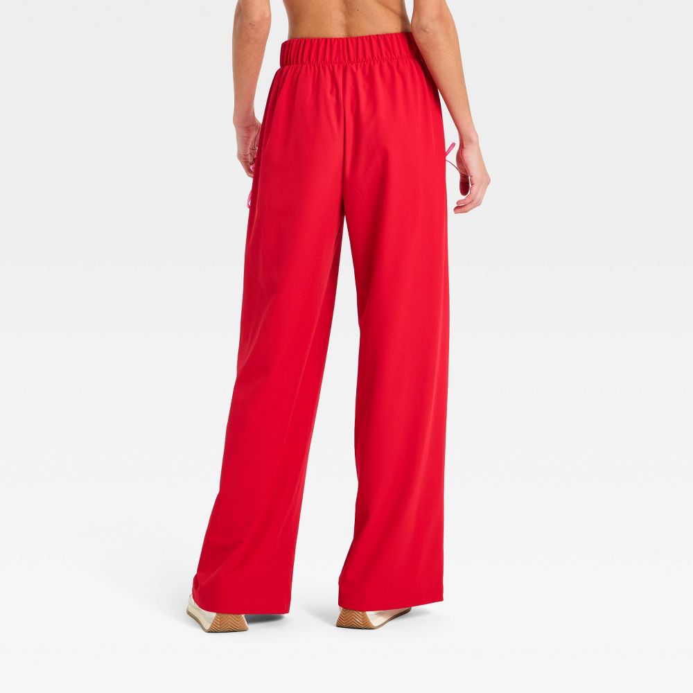New - Women's Woven High-Rise Bow Track Pants - All In Motion™ Red XS
