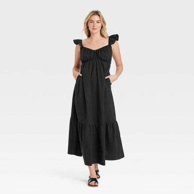 New - Women's Flutter Cap Sleeve Maxi A-Line Dress - Universal Thread Universal ThreadBullseye Deals