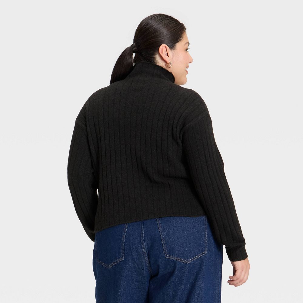 New - Women's Ribbed Mock Turtleneck Pullover Sweater - Universal Thread™ Black 2X