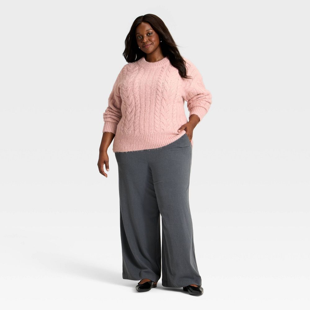 New - Women's Cabled Sweater - A New Day™ Pink XXL