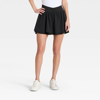 New - Women's Woven Shirred Skort - All In Motion™ Black XS