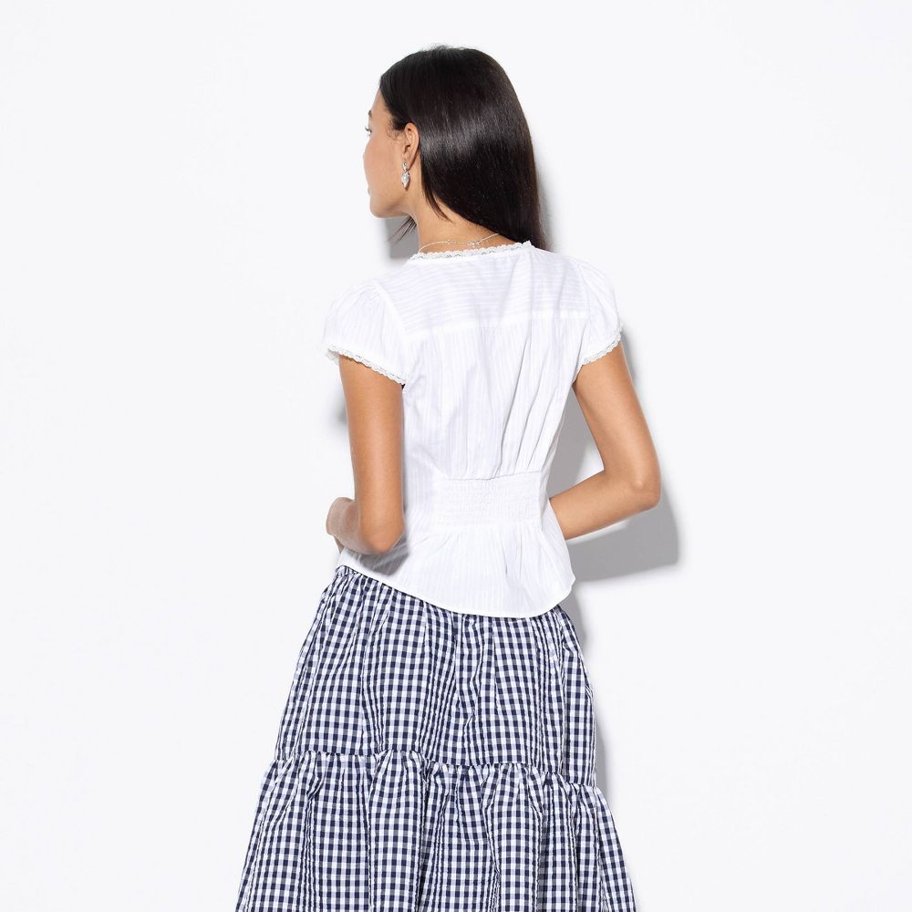 New - Women's Mini Cap Sleeve Button-Front Blouse - Wild Fable™ White XXL