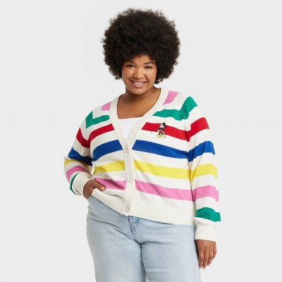 Mickey Mouse Women's Button Down Jacquard Knit Disney Cardigan Design DisneyBullseye Deals