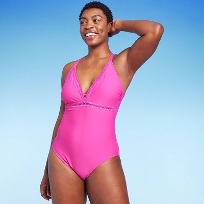 New - Kona Sol Women's V Neck One Piece Swimsuit Shell Stitch Medium Coverage Kona SolBullseye Deals