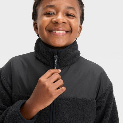 New - All In Motion Kids Full Zip High-Pile Cozy Sweatshirt Mock Turtleneck All In MotionBullseye Deals