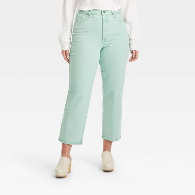 Women's High-Rise Straight Fit Cropped Jeans - Universal Thread Mint Universal ThreadBullseye Deals