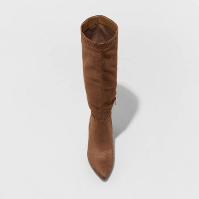 New - A New Day Women's Faux Leather Zipper Knee Dress Boots Stiletto High Heel A New DayBullseye Deals