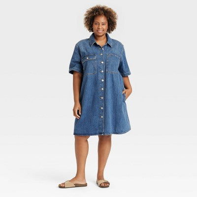 Open Box - Women's Short Sleeve Mini Shirtdress - Universal Thread Universal ThreadBullseye Deals