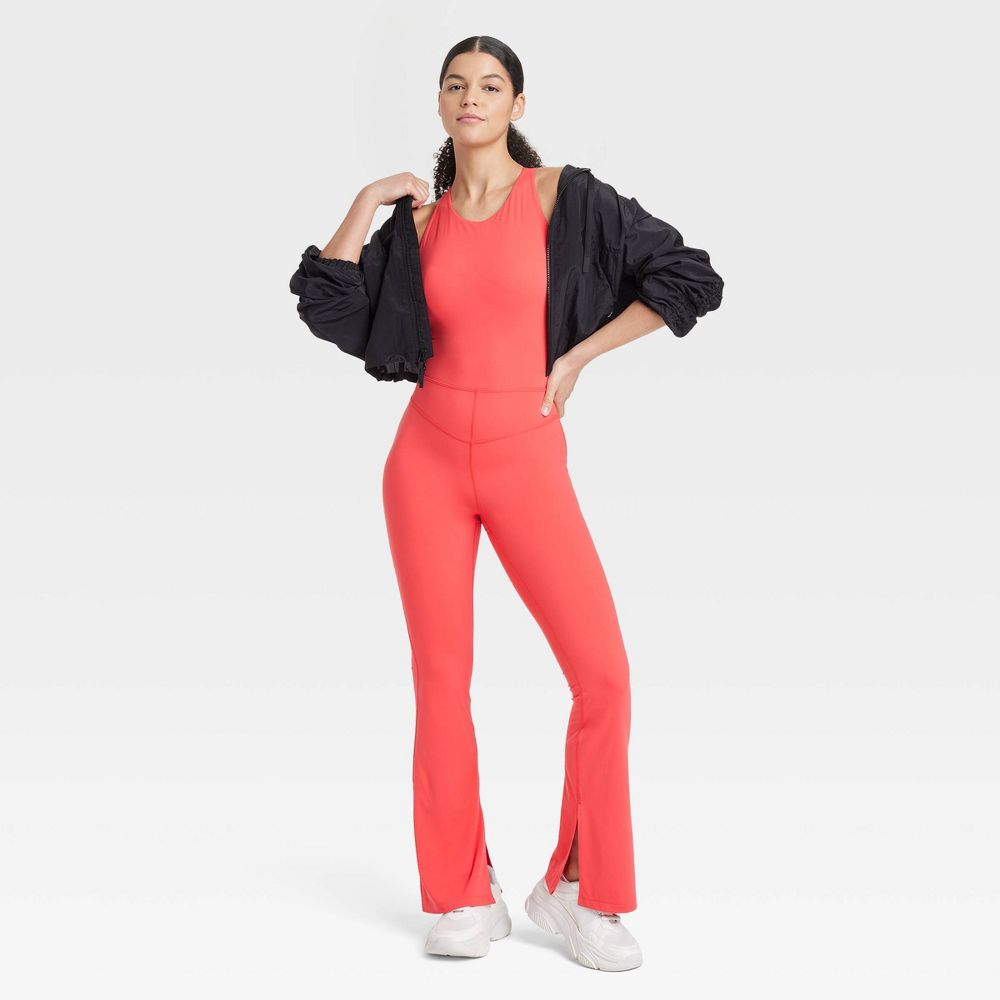 Open Box - JoyLab Women's High Neck Flare Active Bodysuits Yoga Gym Workout Jumpsuit JoyLabBullseye Deals
