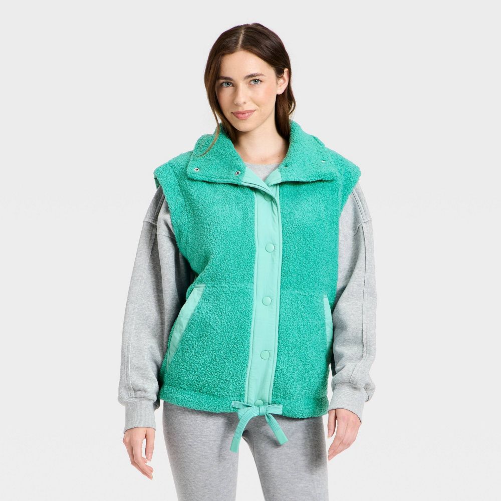 Open Box - Women's High Pile Vest - JoyLab™ Turqouise Green XXS