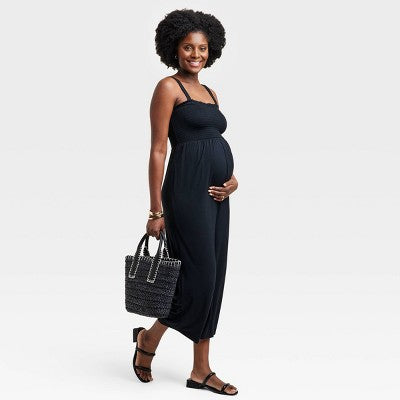 New - Isabel Maternity Women's Sleeveless Wide Leg Knit Jumpsuit Stretchy Isabel Maternity by Ingrid & IsabelBullseye Deals