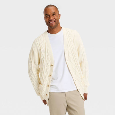 New - Men's Long Sleeve V-Neck Cardigan Sweater - Goodfellow & Co™ Cream XL