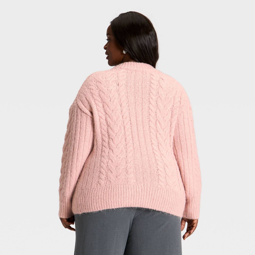 New - Women's Cabled Sweater - A New Day™ Pink XXL