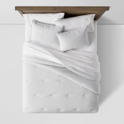 New - Threshold Comforter & Sham Set Cotton Chalk Stripes ThresholdBullseye Deals