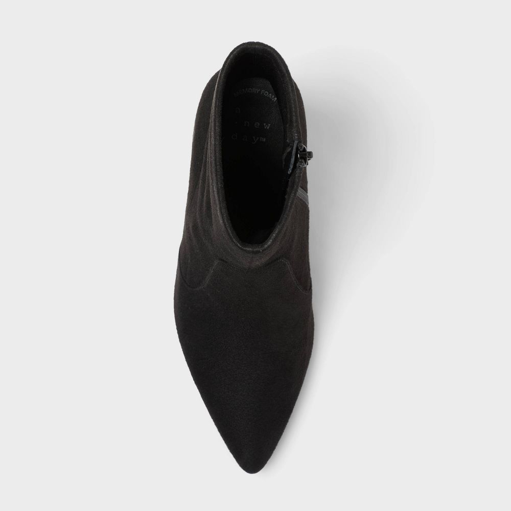 New - Women’s Sienna Low Shaft Heeled Boots with Memory Foam Insole - A New Day™ Jet Black 10
