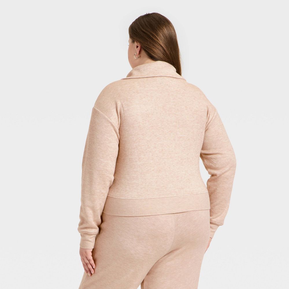 New - Women's Quarter Zip Pullover Sweatshirt - Universal Thread™ Heather Oatmeal 2X