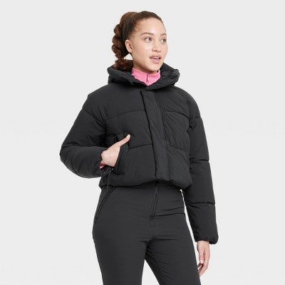 New - All In Motion Women's Cropped Winter Hooded Wind-Resistant Snow Sport Jacket All In MotionBullseye Deals