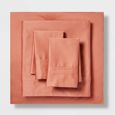 Open Box - Threshold 400 Thread Count Cotton Sateen 4-Piece Sheet Set Luxurious ThresholdBullseye Deals