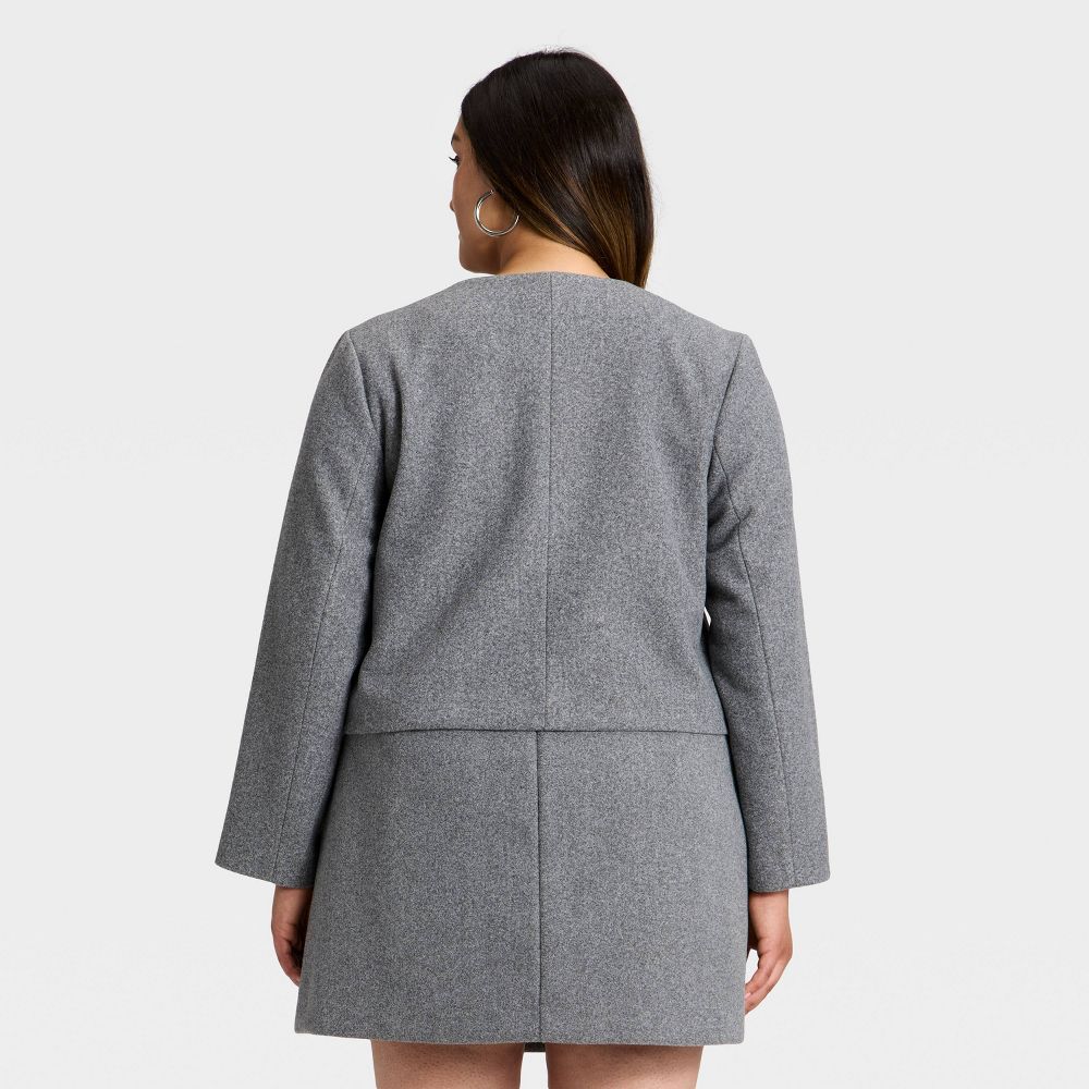 New - Women's Brushed Boucle Lady Jacket - A New Day™ Gray 1X