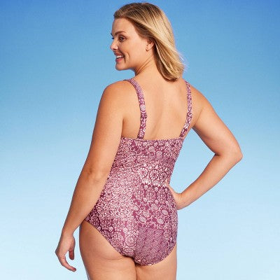 Women's Geo Print Keyhole Medium Coverage One Piece Swimsuit - Kona Sol Multi Kona SolBullseye Deals