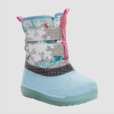 New - Western Chief Toddler Girls' Denali Lighted Faux Fur Snowflake Winter Boots - Blue 6T