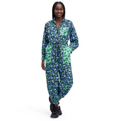 New - Diane von Furstenberg Nylon Long Sleeves Straight Leg Jumpsuits, Jazz Dots Green Diane von Furstenberg for TargetBullseye Deals