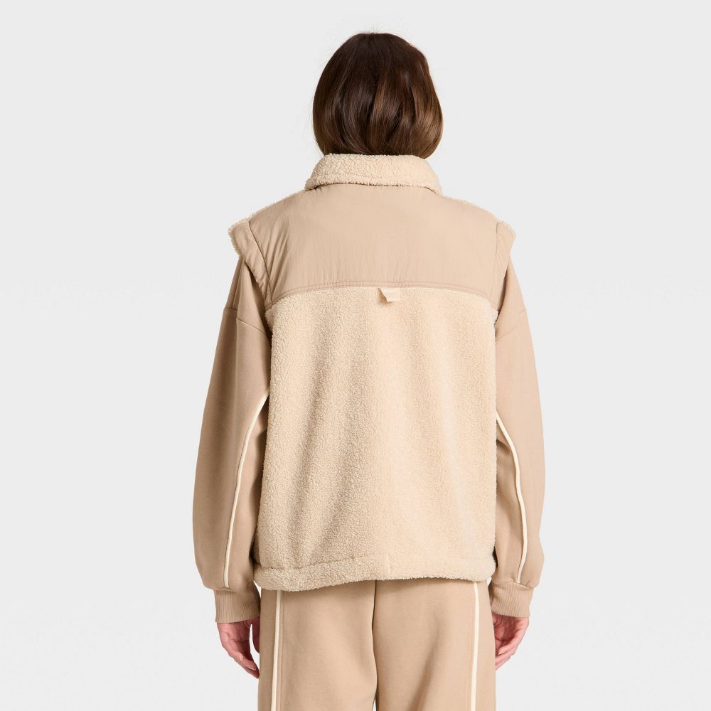 New - Women's High Pile Vest - JoyLab™ Tan/Taupe XL