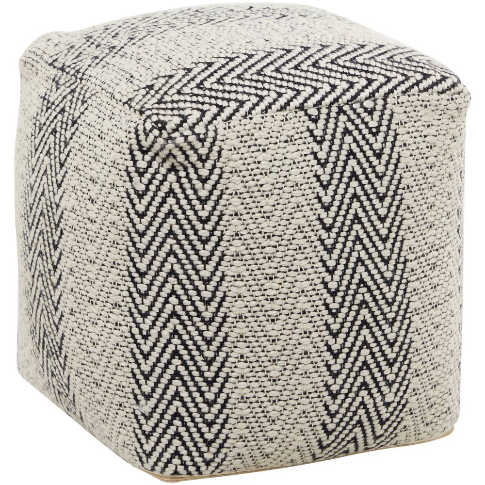 Open Box - Bohemian Indoor/Outdoor Fabric Pouf Zig Zag - Olivia & May: No Assembly, Comfort Seating