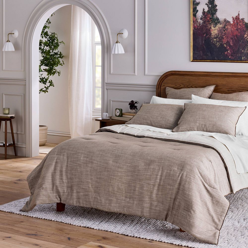 New - 3pc King Reversible Comforter Set Brown - Hearth & Hand™ with Magnolia