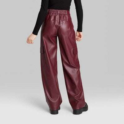 New - Wild Fable Women's High Rise Straight Leg Classic Faux Leather Pants Wild FableBullseye Deals
