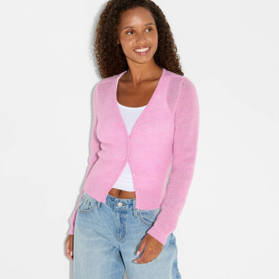 New - Women's V-Neck Cardigan - Wild Fable™ Pink S