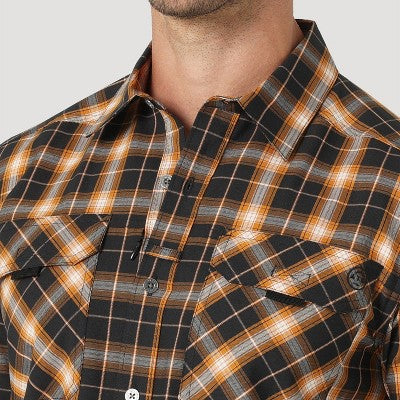 Wrangler Men's Utility Shirt Long Basic Adjustable Sleeves Hidden Zip WranglerBullseye Deals