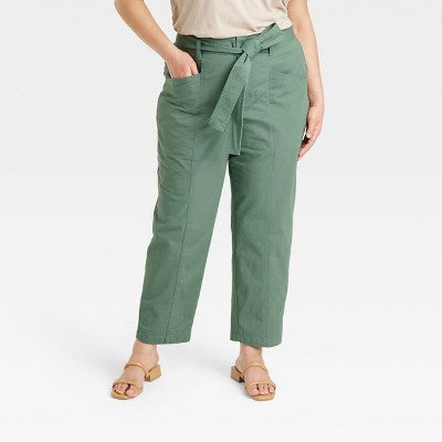 A New Day Women's Tapered Casual High Rise Ankle Length Tie-Front Pants A New DayBullseye Deals