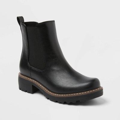 New - Women’s Wide Width Celina Boots with Memory Foam Insole – Universal Thread™ Black 5.5W: Ankle Height, Block Heel