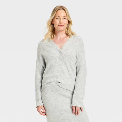 New - Women's Hooded Shawl Sweater - Universal Thread™ Light Gray XS