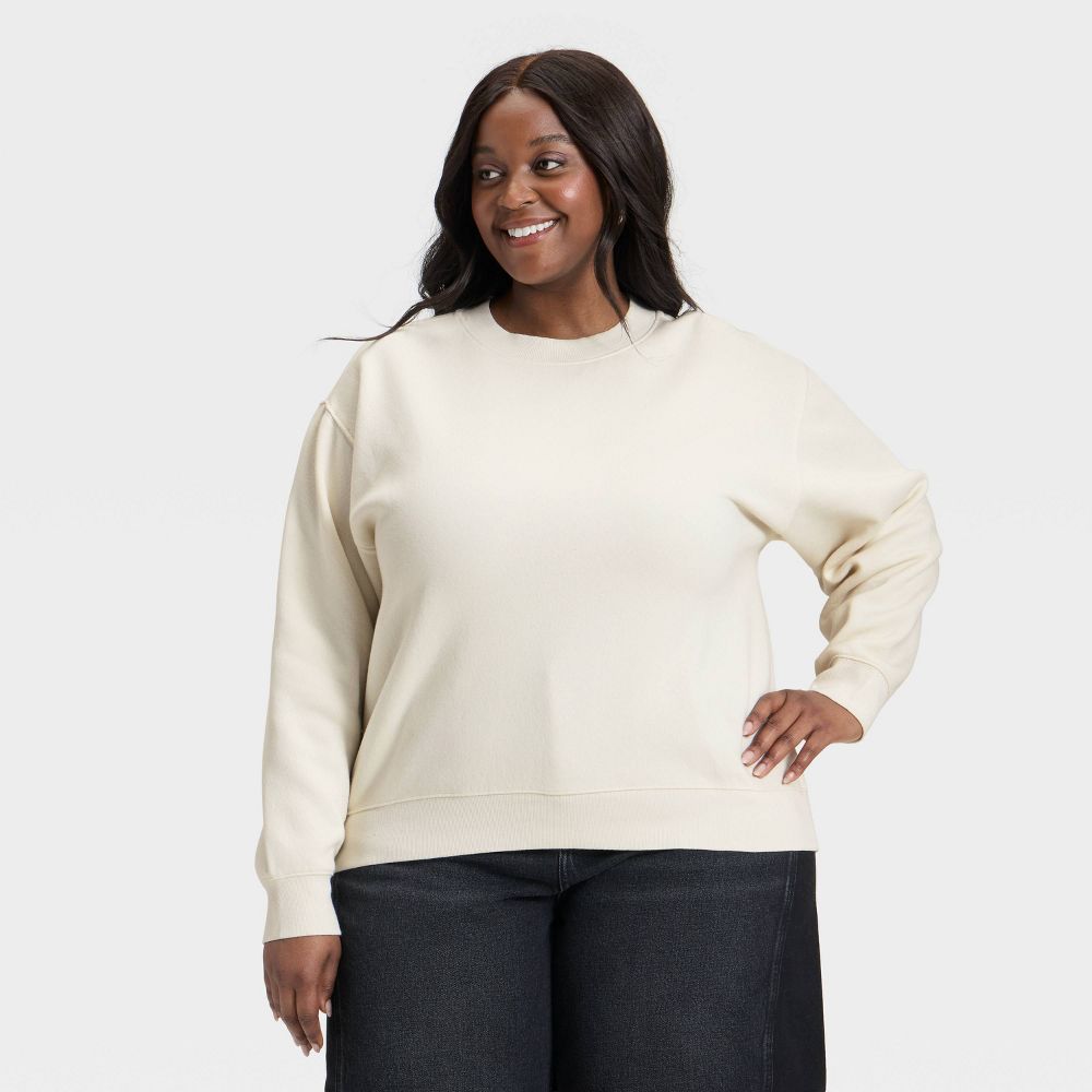 New - Women's Pullover Sweatshirt - Universal Thread™ Cream XXL